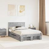 Bed Frame Concrete Grey 137 x 203 cm Engineered Wood 3408770