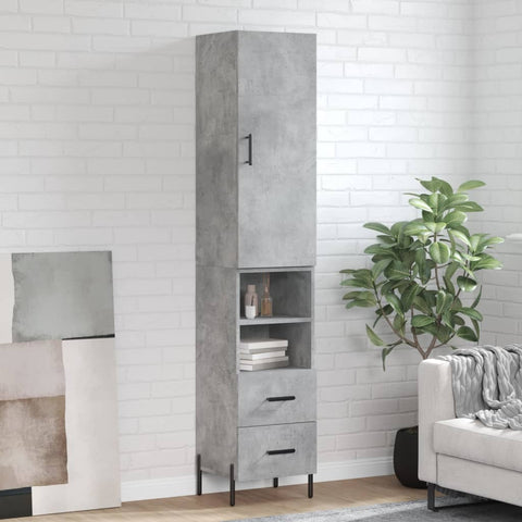 Highboard Concrete Grey 34.5x34x180 cm Engineered Wood 3198925