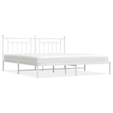 Bed Frame White Steel Double Bed Frame Rectangular Industrial 353593