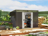 6.5 x 4FT Galvanised Metal Shed with Foundation Kit, Lockable Tool Garden Shed with Double Sliding T3398P315857