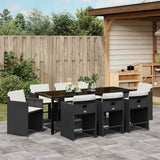 Garden Dining Set 9 pcs Black Poly Rattan 3380688