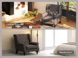 Wingback Accent Chair, Retro Upholstered Button Tufted Occasional Chair for Living Room and Bedroom, T3398P328124