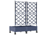 Garden Planter with Trellis&Wheels 2 pcs Grey PP 3422986
