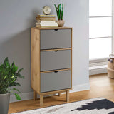 Shoe Cabinet OTTA with 3 Drawers Brown&Grey Solid Wood Pine 351310