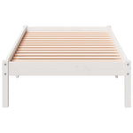 ZNTS Extra Long Bed Frame without Mattress White 90x220 cm Solid Wood Pine 852417