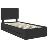 Bed Frame with Drawer Black 90 x 200 cm Engineer Wood 3412631