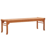 Bench Natural Solid eucalyptus wood 150 cm Durable Bench 47291