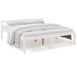 Bed Frame White Solid pine wood, Plywood Super King Bed Frame 810630