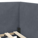 Corner Bed Frame Dark Grey 100 cm x 200 cm Velvet 42016657