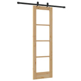 Sliding Door Natural 61 x 198.5 cm Solid Pine Wood and Glass 3332265