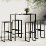 5 Piece Garden Bar Set Black Powder-coated Steel 3283751