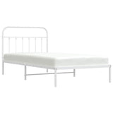 Bed Frame White Steel Single Bed Frame Rectangular Industrial 352623