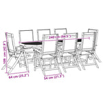 ZNTS 9 Piece Garden Dining Set Solid Wood Acacia and Textilene 3279277