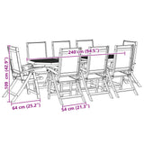 ZNTS 9 Piece Garden Dining Set Solid Wood Acacia and Textilene 3279277