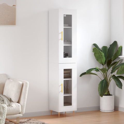 Highboard White 34.5x34x180 cm Engineered Wood 3199417