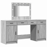 Dressing Table with Mirror Lights 3 pcs Grey Engineered Wood 3334250