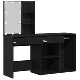 LED Dressing Table Set with Drawer Black Oak 140 x 40 x 140 cm 3333045