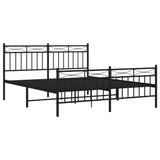 Metal Bed Frame without Mattress with Footboard Black 160x200cm 373712