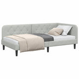 Corner Bed Frame with Headboard Light Grey 90 x 190 cm Velvet 42016596