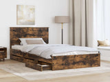 Bed Frame with Drawer Smoked Oak 100 x 200 cm Engineer Wood 3411149