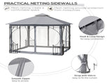 3 x 3 Garden Gazebo Patio Party Tent Shelter Outdoor Canopy Double Tier Sun Shade Metal Frame T3398P322089