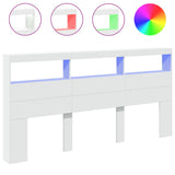Headboard Cabinet with LED White 200x17x102 cm 839217