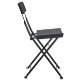 Folding Bistro Chair Set of 4 Black PE Rattan, Powder-Coated Steel 3152112