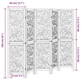 Room Divider 5 Panels Black Solid Wood Paulownia 358757