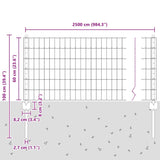 Fence and Post Grey 0.6 x 25 m Steel 3336105