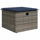 Garden Stool with Cushion Grey 55 x 55 x 37 cm Poly Rattan 366153