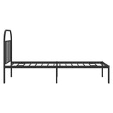 Metal Bed Frame without Mattress with Headboard Black 80x200cm 353626