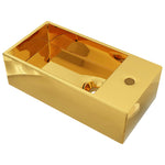 Wash Basin with Overflow 49x25x15 cm Ceramic Gold 143492