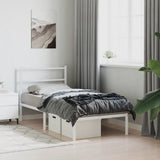 Metal Bed Frame without Mattress with Headboard White 90x190cm 355406