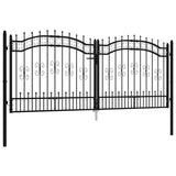 Fence Gate KAMPEN with Spear Top Black 302x125 cm Steel 151096