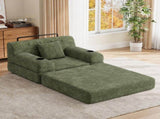 1-Seater Sleeper Sofa, Compressed Corduroy Sofa with High Backrest, Metal Frame, High-Density Foam, W3779P501255