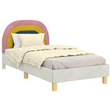 Children's Bed Frame with Headboard Cream 80 x 160 cm Velvet 42011006