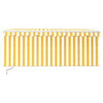 ZNTS Manual Retractable Awning with Blind 3.5x2.5m Yellow&White 3069278