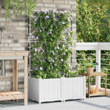 Garden Planter 2 pcs White 80 x 40 x 143 cm Steel 42002906