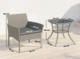3 Piece Rattan Bistro Set, PE Wicker Garden Furniture Conversation Set with 2 Tier Glass-Top Table, T3398P555146