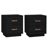 Bedside Cabinets 2 pcs Black 40x34x45 cm Solid Wood Pine 818334