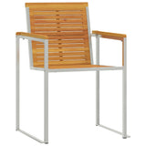 Sun Lounger 3 pcs Solid Acacia Wood and Stainless Steel Brown 3334838
