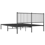 ZNTS Metal Bed Frame without Mattress with Headboard Black 150x200cm 350866