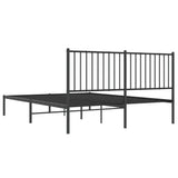 ZNTS Metal Bed Frame without Mattress with Headboard Black 150x200cm 350866