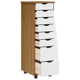 Rolling Cabinet with Drawers MOSS Honey Brown Solid Wood Pine 4015787