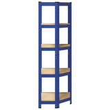 5-Layer Corner Shelf Blue Steel&Engineered Wood 4016945
