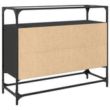 Sideboard with Glass Top Black 98x35x81 cm Engineered Wood 846069