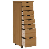 Rolling Cabinet with Drawers MOSS Honey Brown Solid Wood Pine 355894