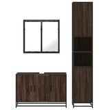 ZNTS 3 Piece Bathroom Furniture Set Brown Oak Engineered Wood 3301074