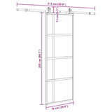 Sliding Door with Hardware Set Black 76x205 cm Tempered Glass 3375978