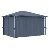 Gazebo with Curtain 400 x 300 cm Anthracite Aluminium 48045